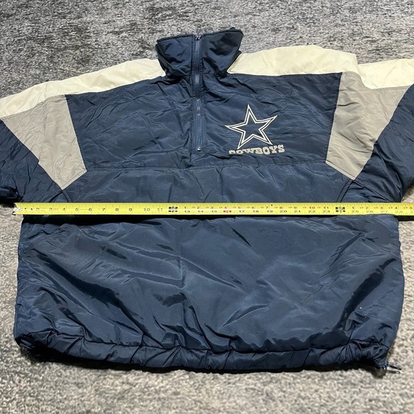 Vintage Dallas Cowboys Hooded Puffer Jacket Mens XL Blue NFL Embroidered 90s - Picture 11 of 13